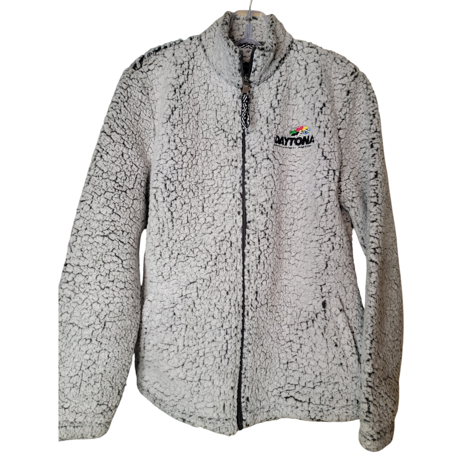Daytona International Speedway Sherpa Zip Sweater Gray M Medium